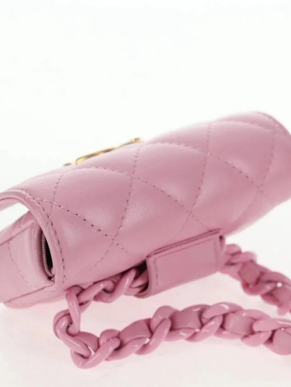 CHANEL Matelasse Chain Shoulder Bag Lamb Skin Pink Gold CC Auth 140756SAM